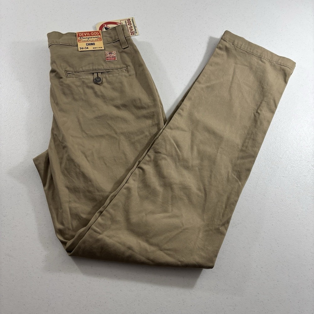 Devil Dog Dungarees Chino Pants Classic Straight Mens 32x32 Rugged Tan Khaki NWT